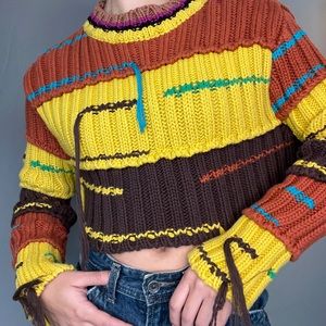 Colorful Knit Crop Sweater